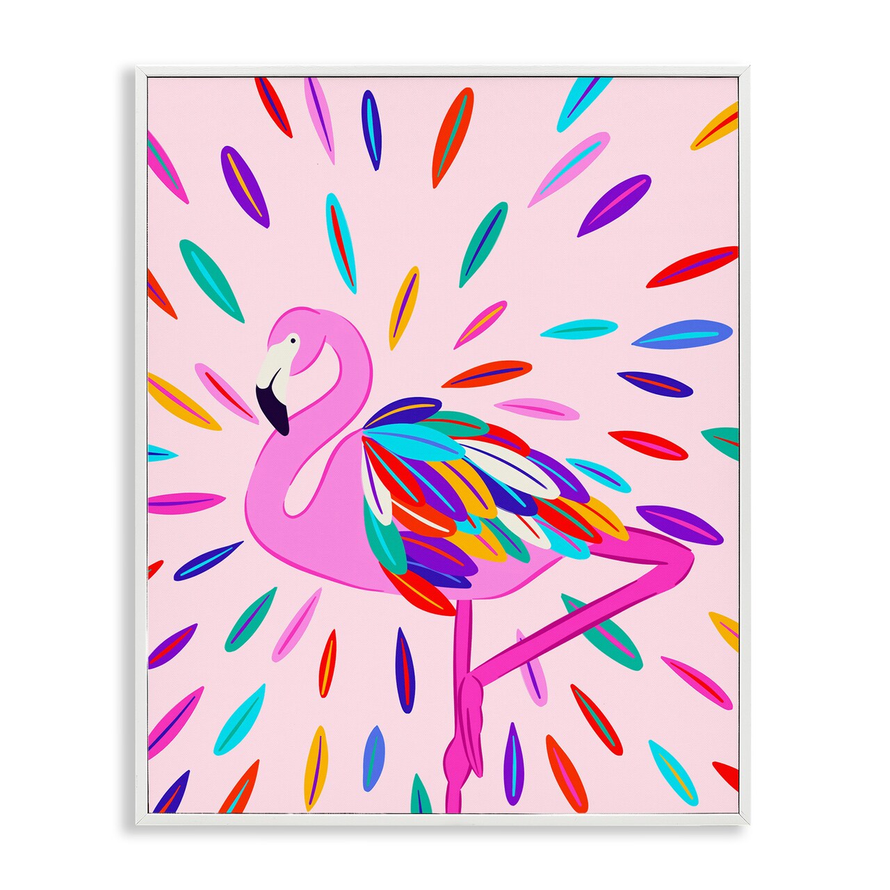 Stupell Industries Flamingo Feather Flair Framed Giclee Wall Art Design by Catalina Aguirre